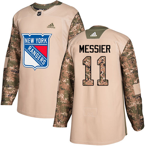 Adidas Rangers #11 Mark Messier Camo Authentic Veterans Day Stitched Youth NHL Jersey - Click Image to Close
